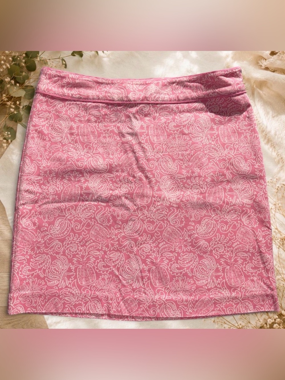 Vineyard Vines Pink & White Paisley Midi Skirt